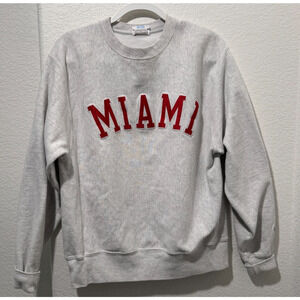 Vtg 90s Miami University Champion Reverse Weave Crewneck Sweatshirt M Embroiderd
